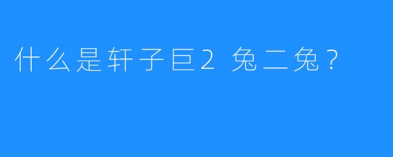 什么是轩子巨2兔二兔？