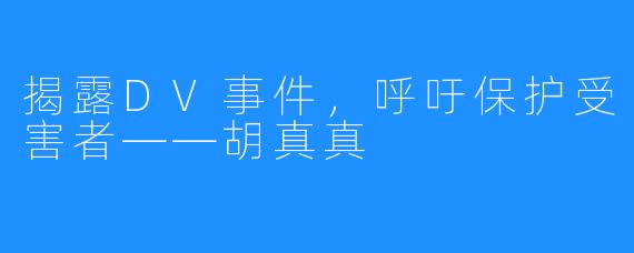 揭露DV事件,呼吁保护受害者——胡真真