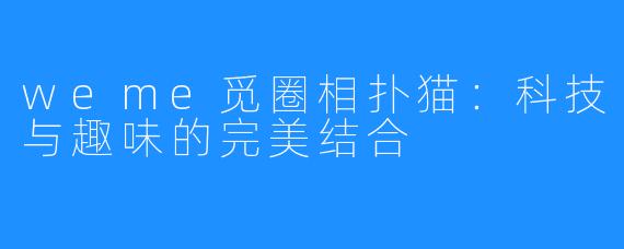 weme觅圈相扑猫:科技与趣味的完美结合