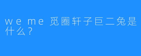 weme觅圈轩子巨二兔是什么？