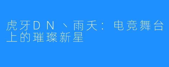 虎牙DN丶雨夭:电竞舞台上的璀璨新星