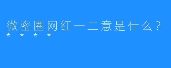 微密圈网红一二意是什么？****
