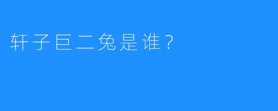 轩子巨二兔是谁？