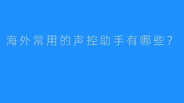 海外常用的声控助手有哪些?