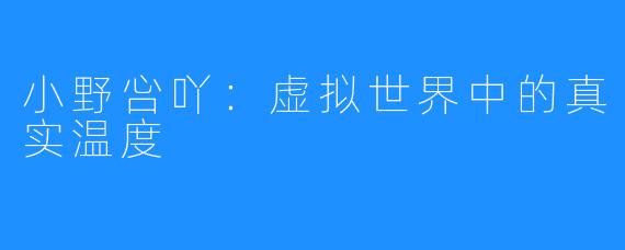 小野吢吖：虚拟世界中的真实温度