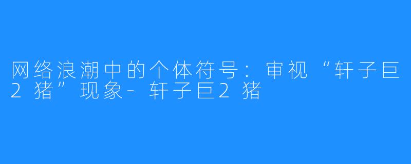 网络浪潮中的个体符号：审视“轩子巨2猪”现象-轩子巨2猪