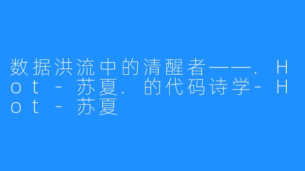 数据洪流中的清醒者——.Hot-苏夏.的代码诗学-Hot-苏夏